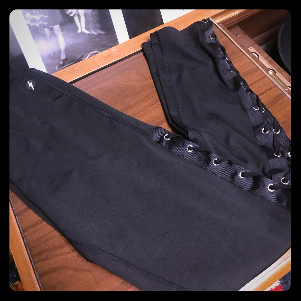 Live electric leggings corset style tie up sides